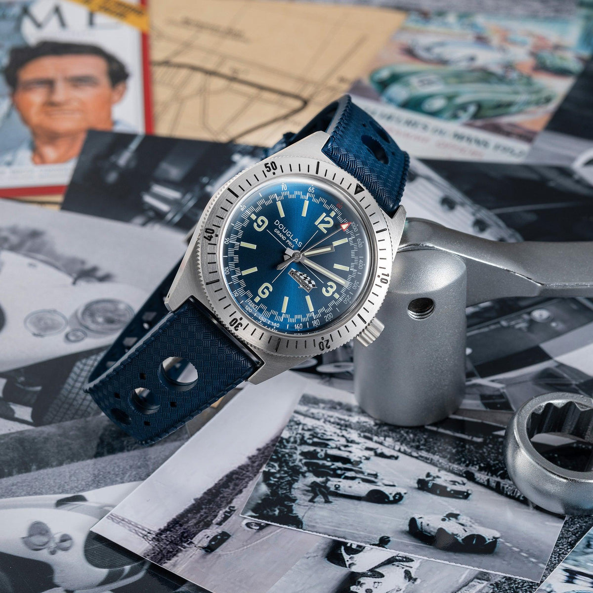 Douglas Grand Prix Professional Racing Watch – Cunningham C4-R 1952 Limited Edition - Camel Rally Leather Strap