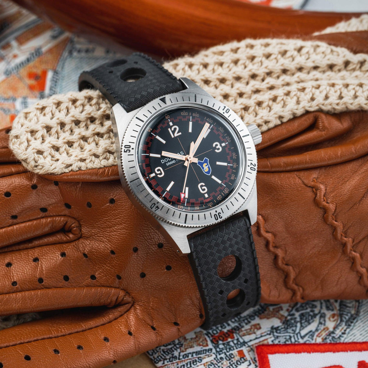 Douglas Grand Prix Professional Racing Watch – Siata 208S 1953 Limited Edition - Brown Rally Leather Strap