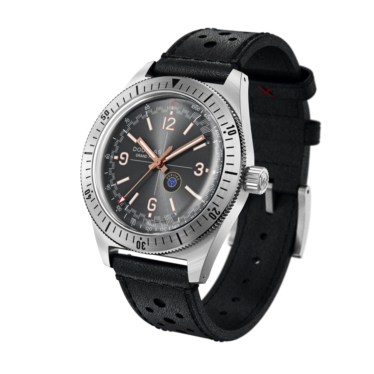 Douglas Grand Prix Professional Racing Watch – Veritas RSII Coupe Limited Edition - Black Rally Leather Strap