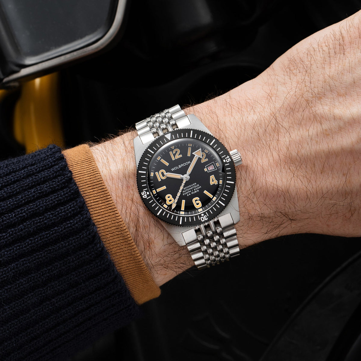 Skindiver Automatic 38 mm Even Numerals Dive Watch - Cédric Dodane Edition - Black "Tropic" Rubber Strap