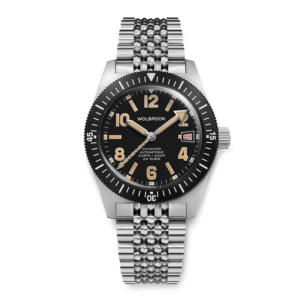 Skindiver Automatic 38 mm Even Numerals Dive Watch - Cédric Dodane Edition - Black "Tropic" Rubber Strap