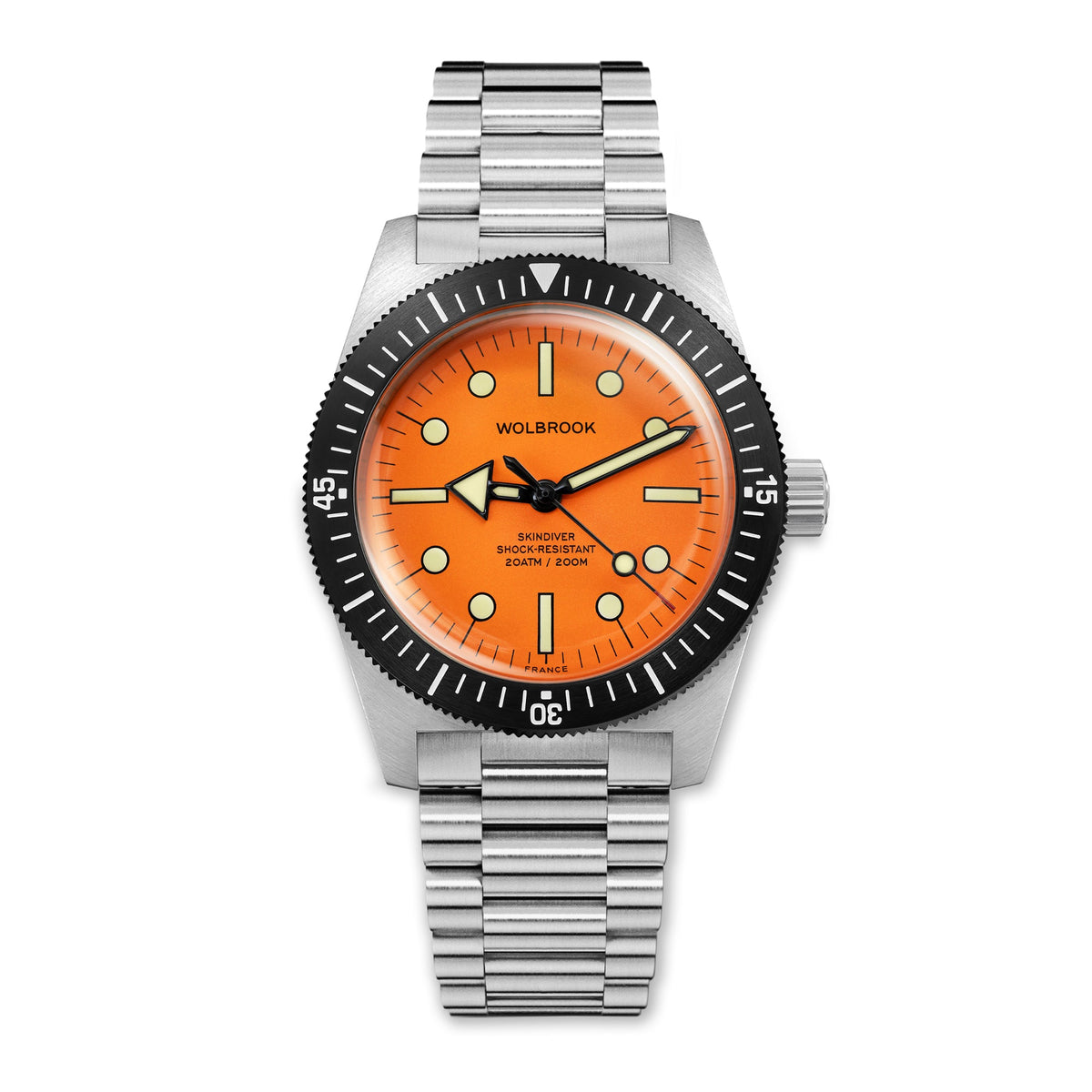 Skindiver Automatic Dive Watch - 38 mm - Orange - Black "Tropic" Rubber Strap