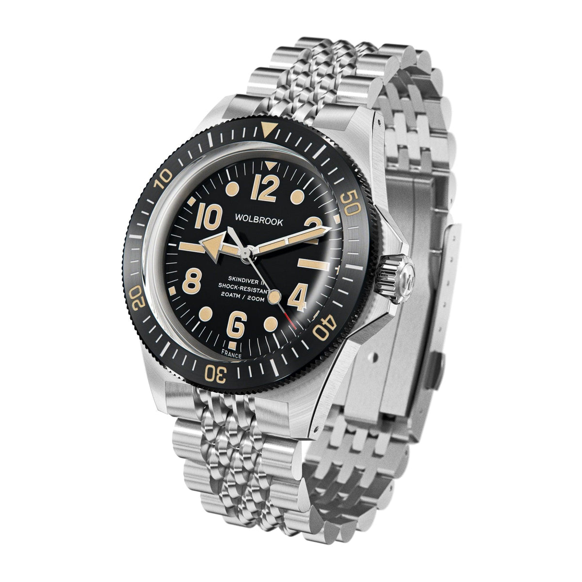 Skindiver II Automatic Dive Watch - "Jumbo Indices" & Vintage Lum - Black "Tropic" Rubber Strap