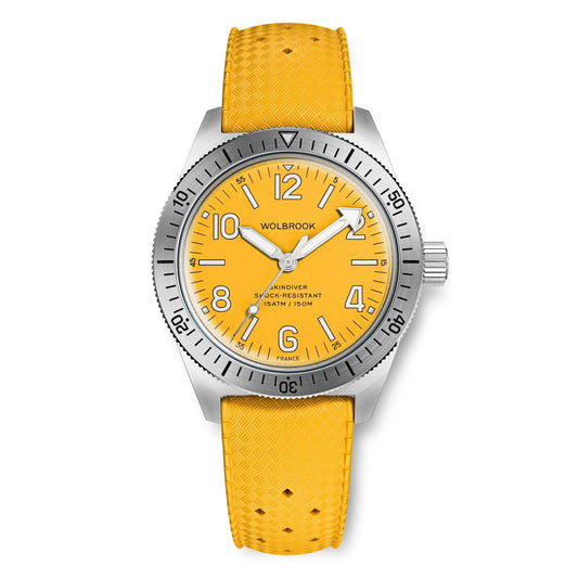 Skindiver Automatic Watch - Yellow - Yellow "Tropic" Rubber Strap