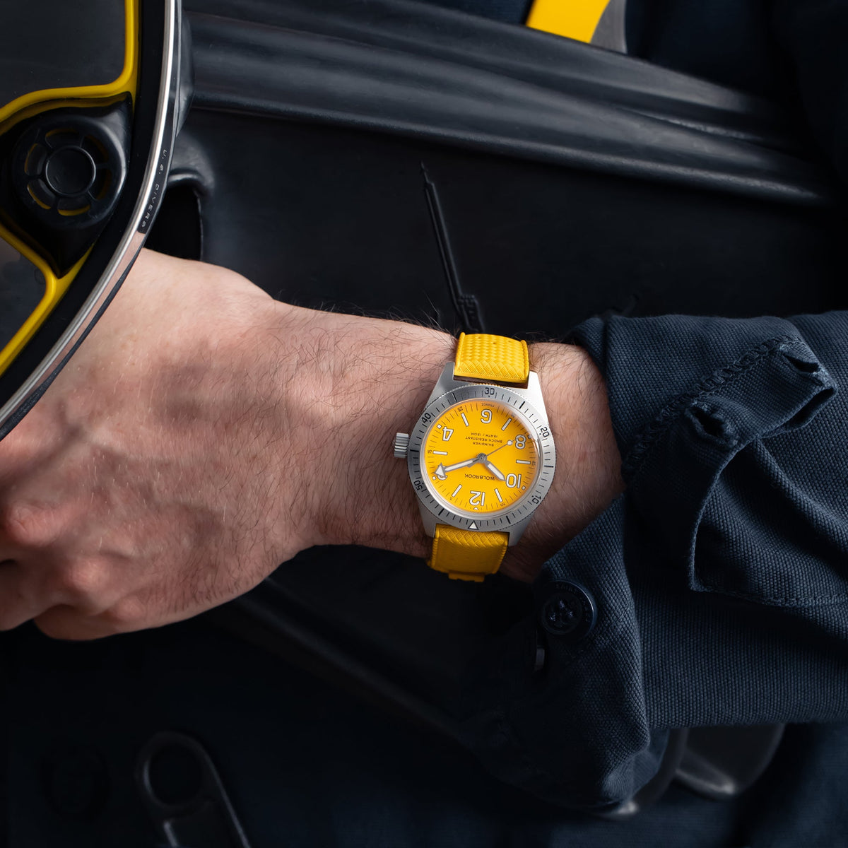 Skindiver Automatic Watch - Yellow - Yellow "Tropic" Rubber Strap