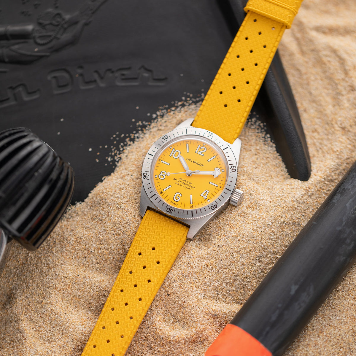 Skindiver Automatic Watch - Yellow - Yellow "Tropic" Rubber Strap