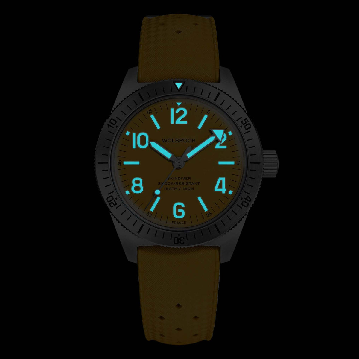 Skindiver Automatic Watch - Yellow - Yellow "Tropic" Rubber Strap