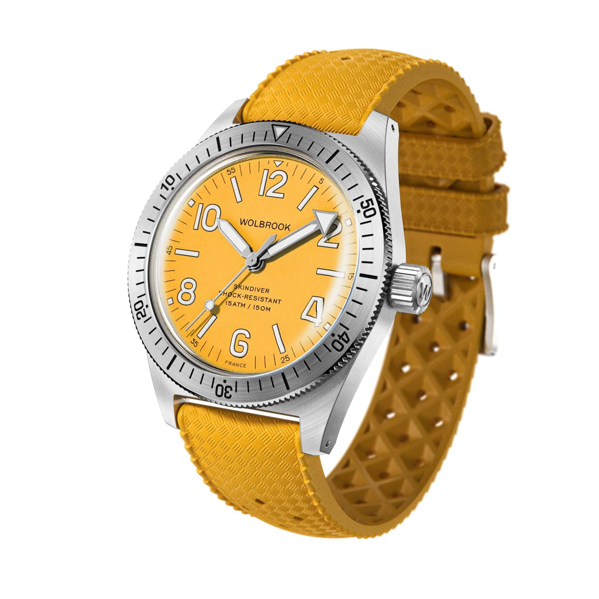 Skindiver Automatic Watch - Yellow - Yellow "Tropic" Rubber Strap