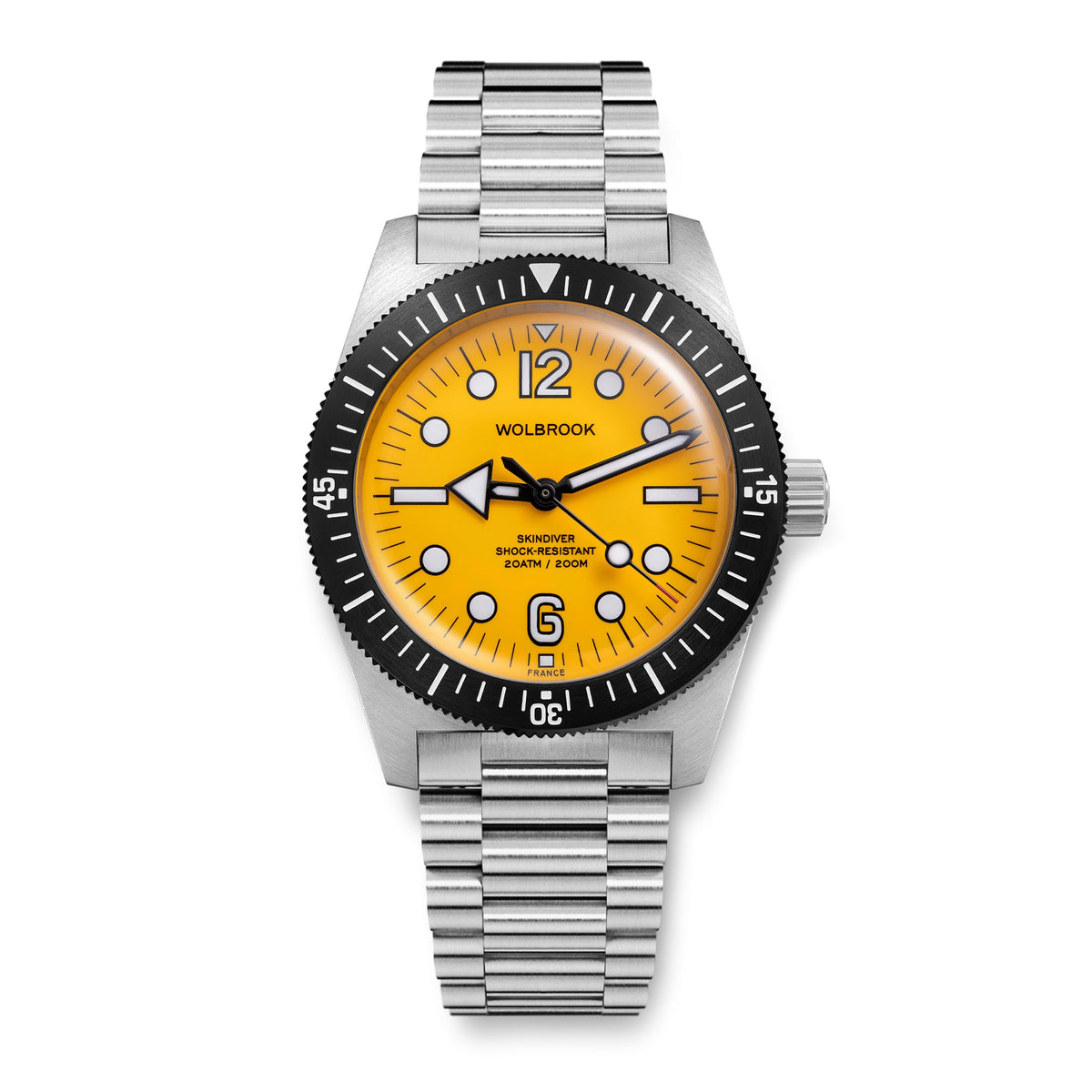 Skindiver Automatic 38 mm Jumbo Dive Watch - Yellow - Black "Tropic" Rubber Strap