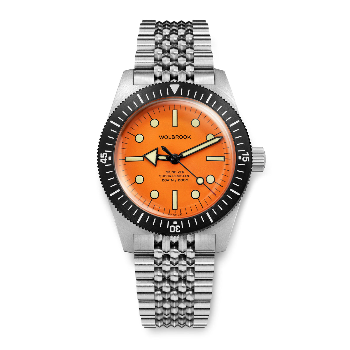 Skindiver Automatic Dive Watch - 38 mm - Orange - Black "Tropic" Rubber Strap