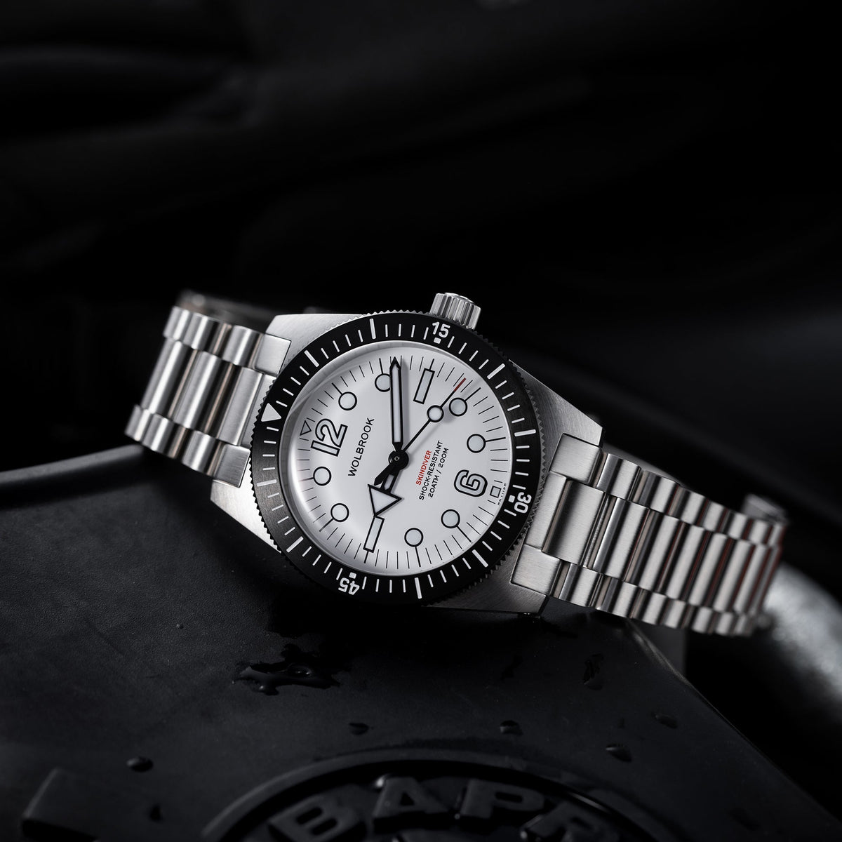 Skindiver Automatic 38 mm Jumbo Dive Watch - Arctic - Black "Tropic" Rubber Strap