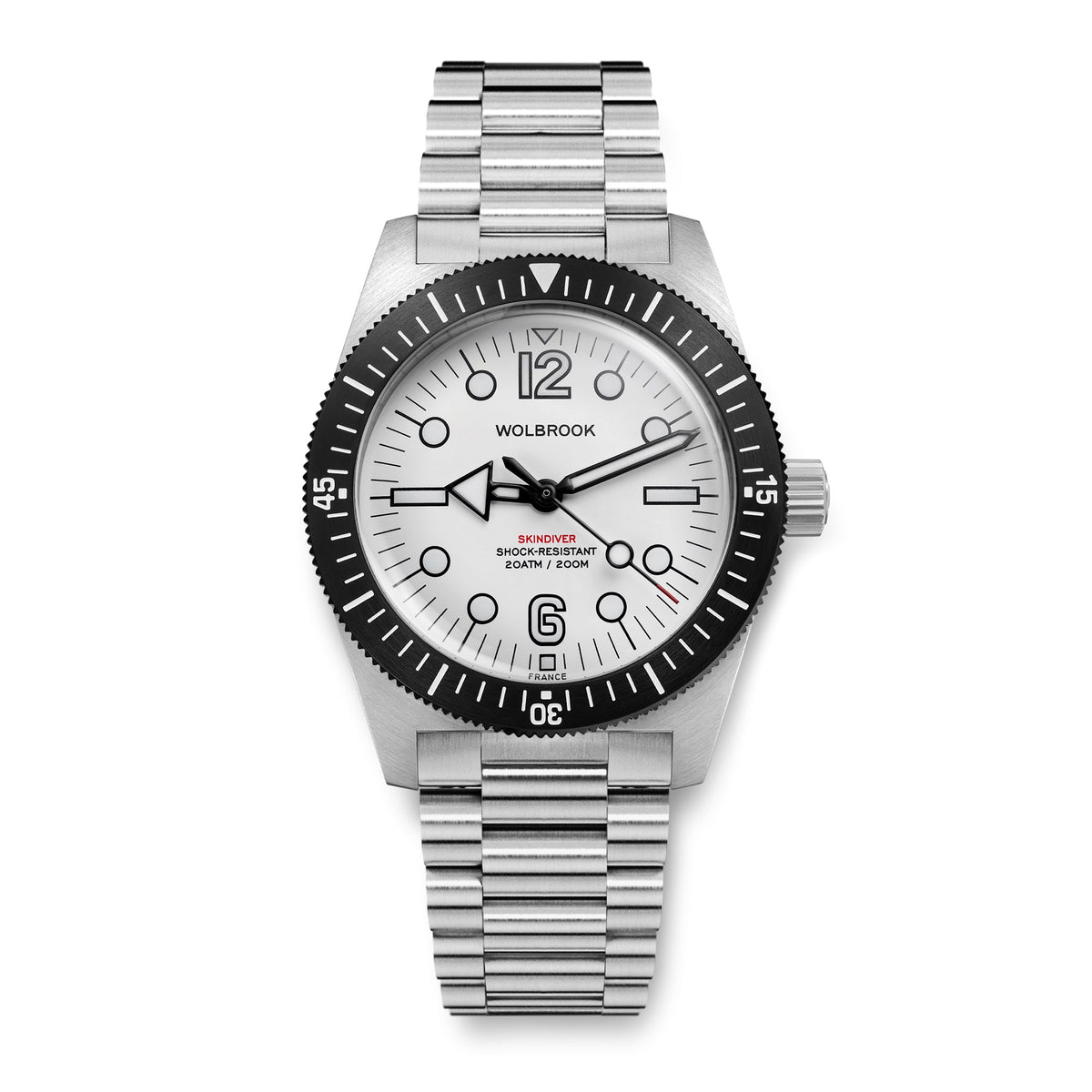 Skindiver Automatic 38 mm Jumbo Dive Watch - Arctic - Black "Tropic" Rubber Strap