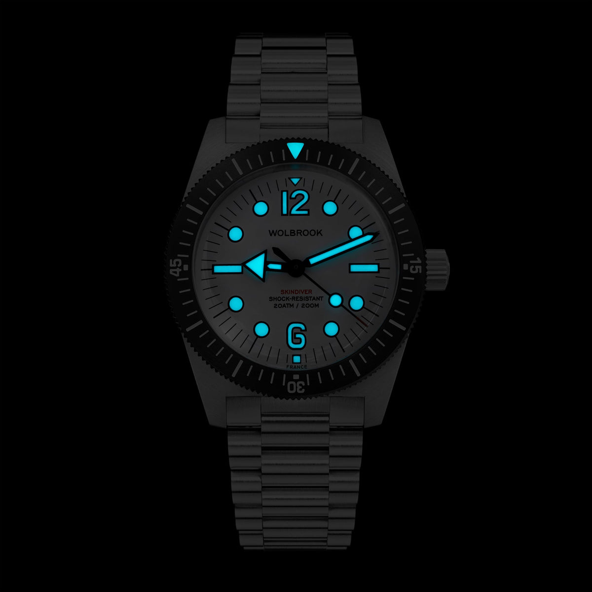 Skindiver Automatic 38 mm Jumbo Dive Watch - Arctic - Black "Tropic" Rubber Strap