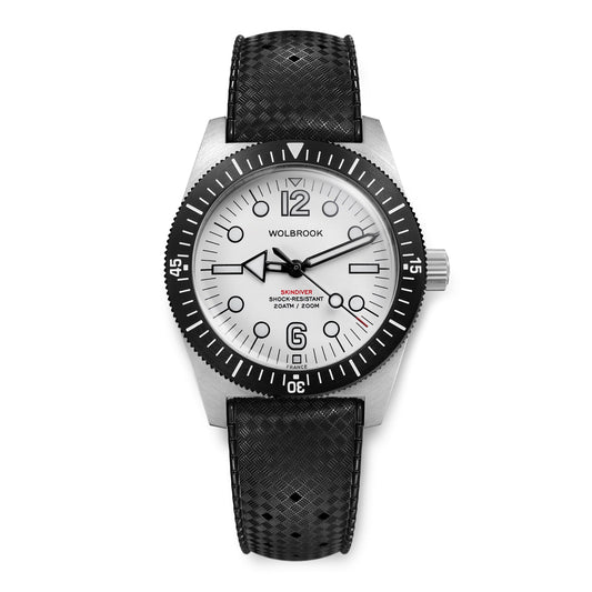 Skindiver Automatic 38 mm Jumbo Dive Watch - Arctic - Black "Tropic" Rubber Strap