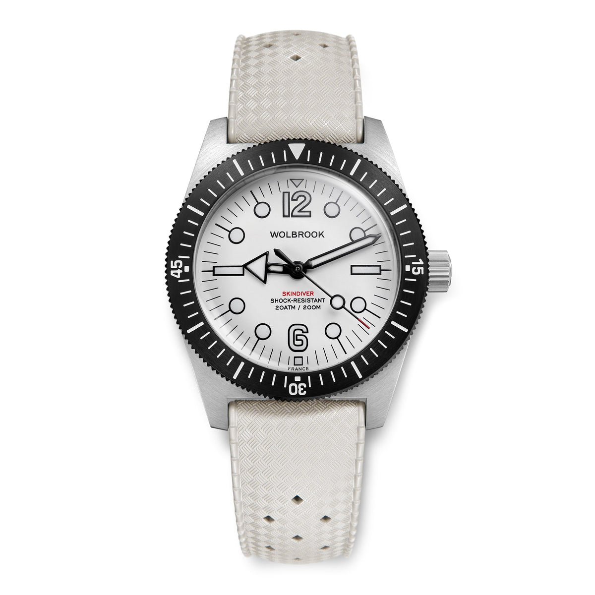 Skindiver Automatic 38 mm Jumbo Dive Watch - Arctic - Black "Tropic" Rubber Strap