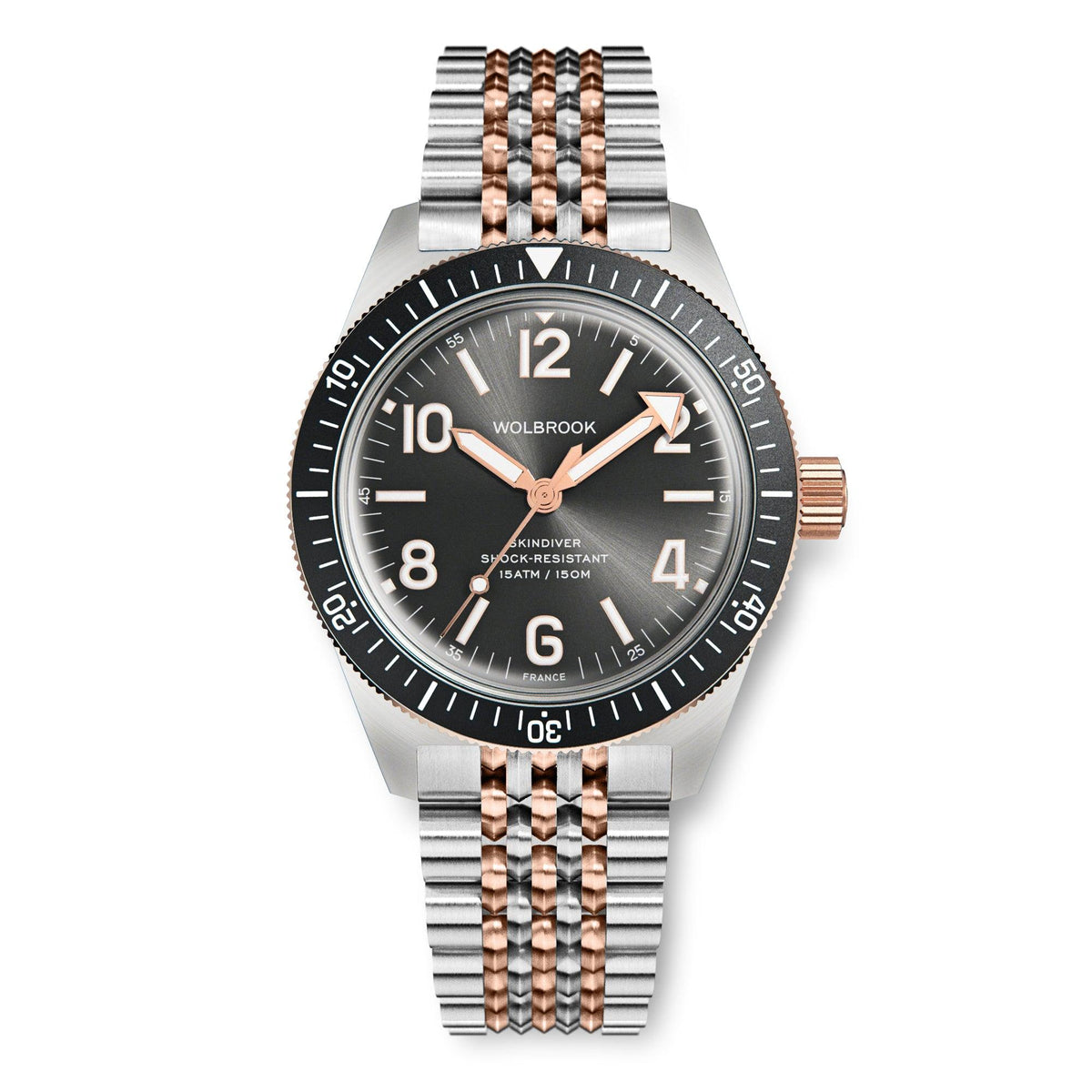 Skindiver Automatic Watch – Two-Tone Grey Sunray - Grey "Tropic" Rubber Strap