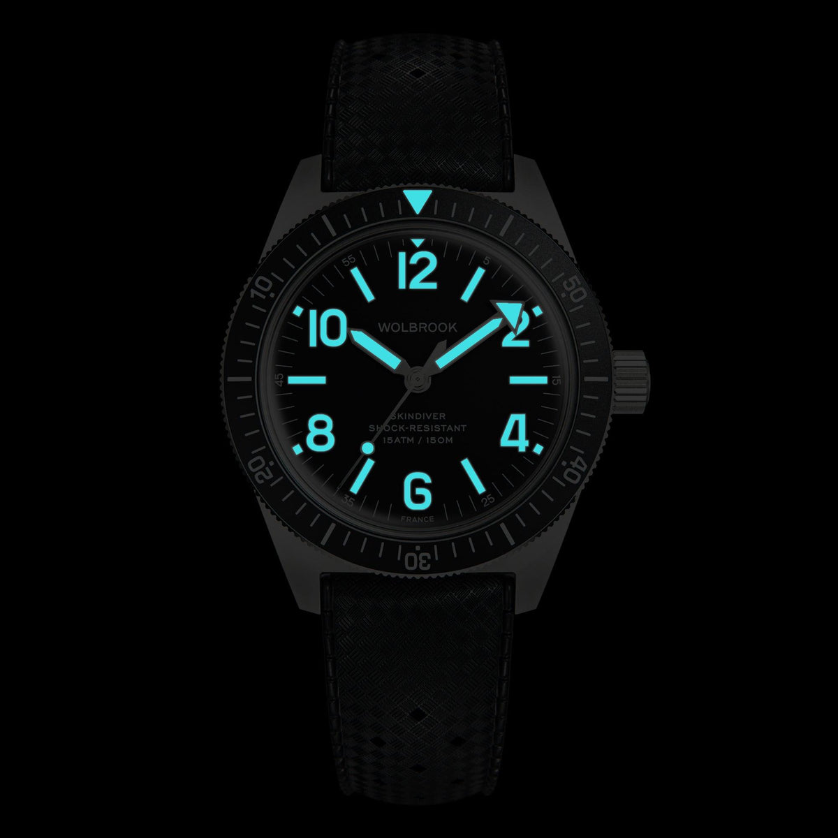 Skindiver Automatic Watch - Black Dial - Black "Tropic" Rubber Strap