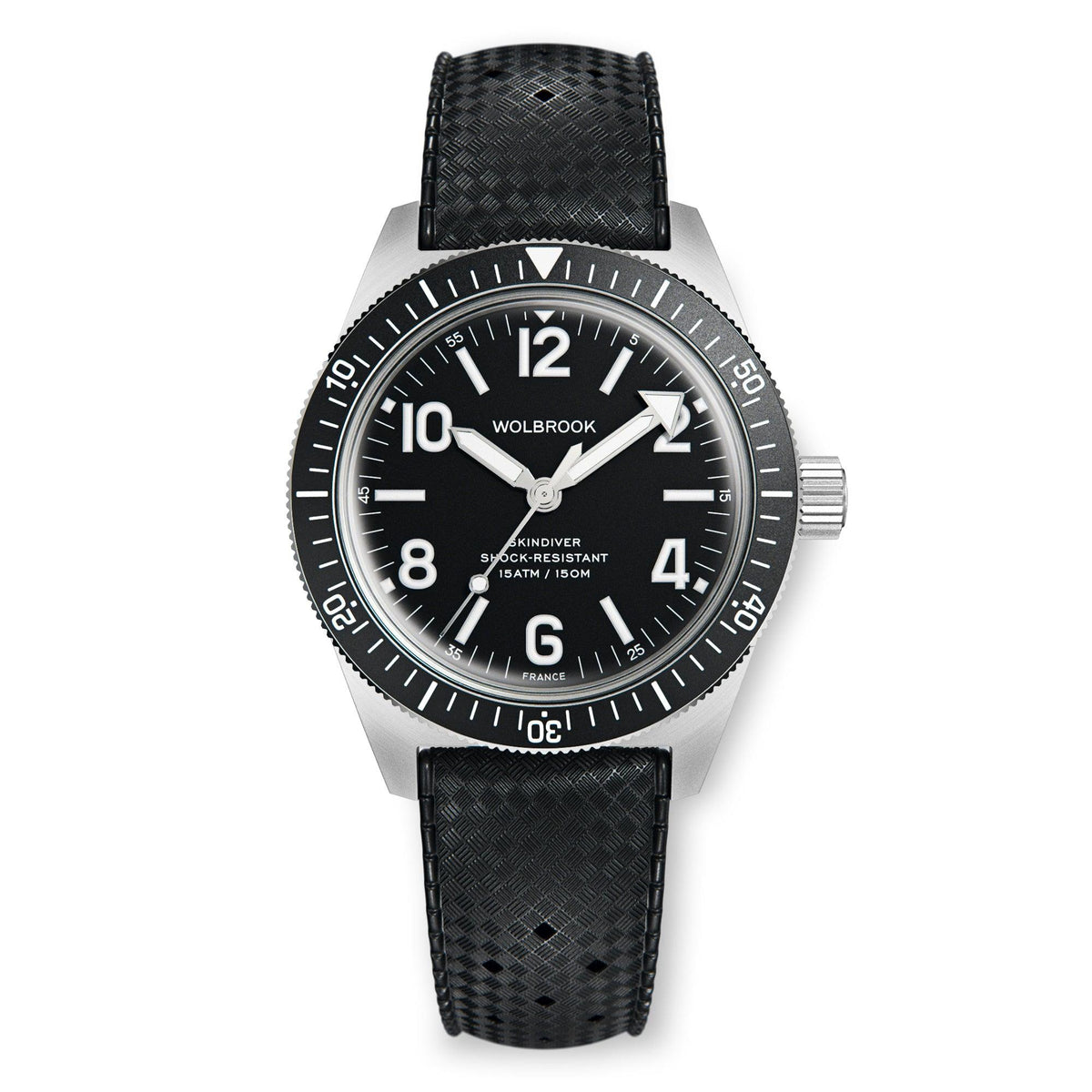 Skindiver Automatic Watch - Black Dial - Black "Tropic" Rubber Strap