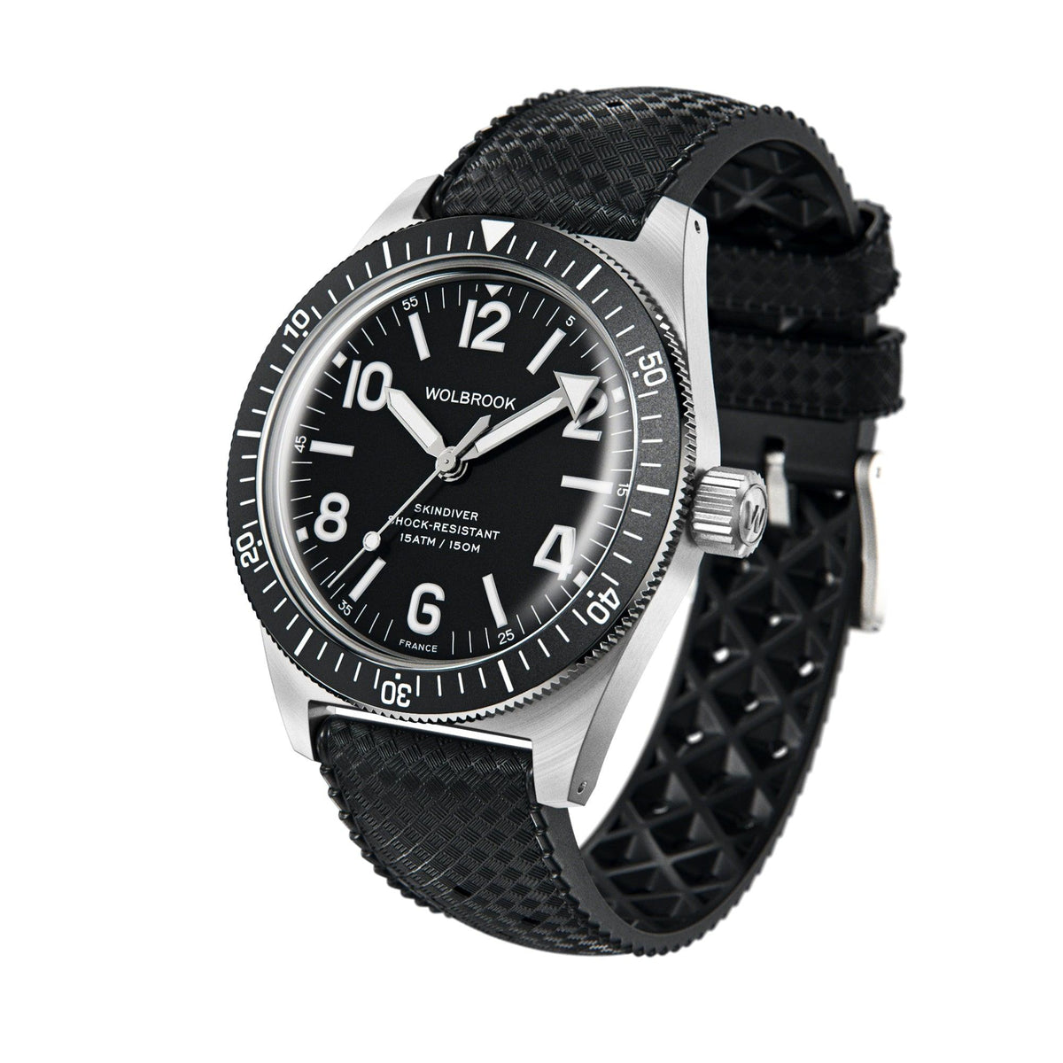 Skindiver Automatic Watch - Black Dial - Black "Tropic" Rubber Strap
