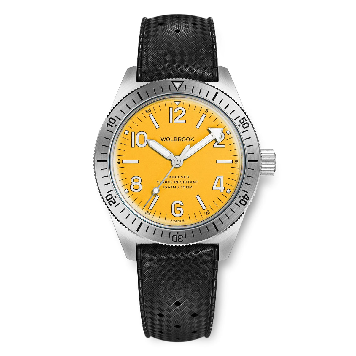 Skindiver Automatic Watch - Yellow - Yellow "Tropic" Rubber Strap