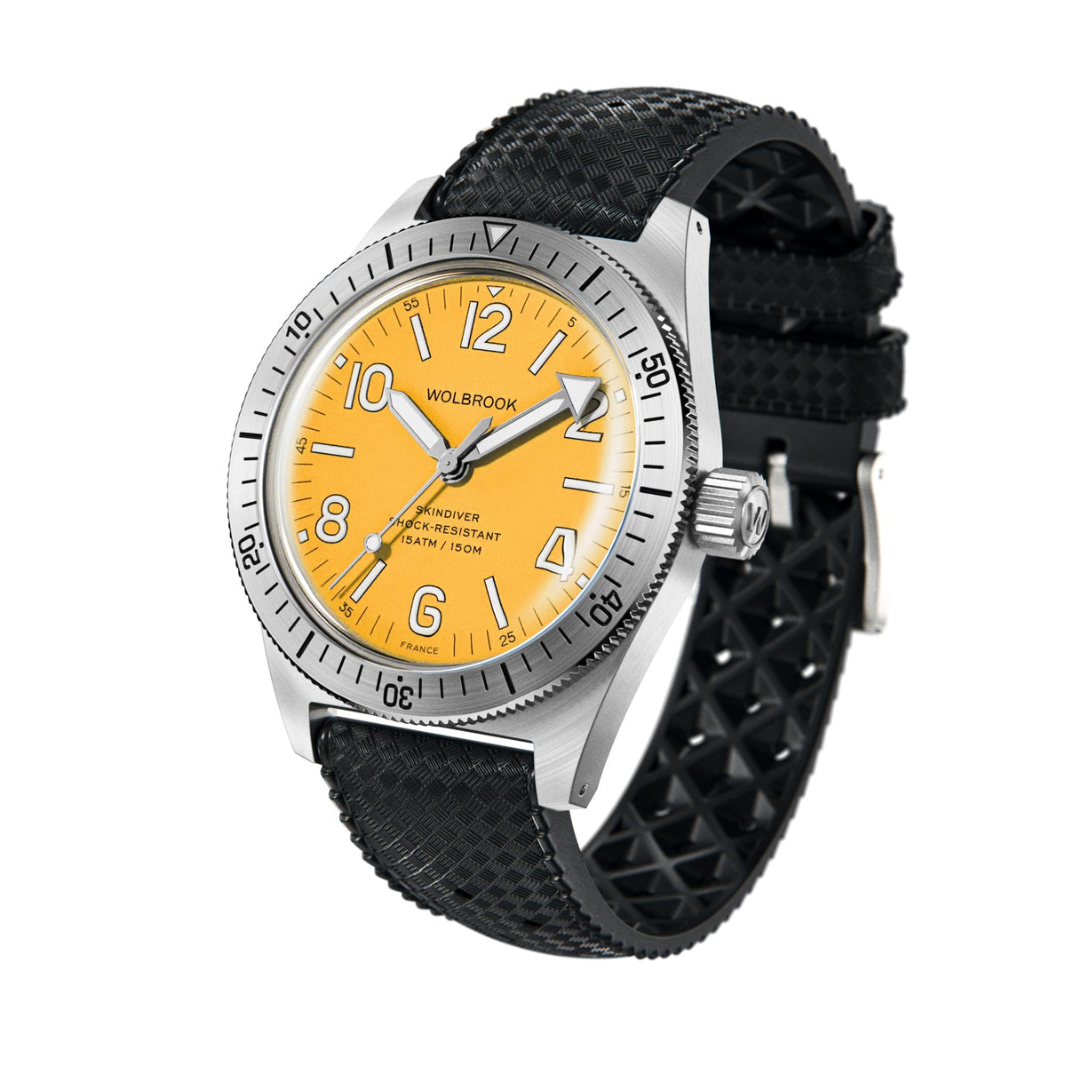 Skindiver Automatic Watch - Yellow - Yellow "Tropic" Rubber Strap