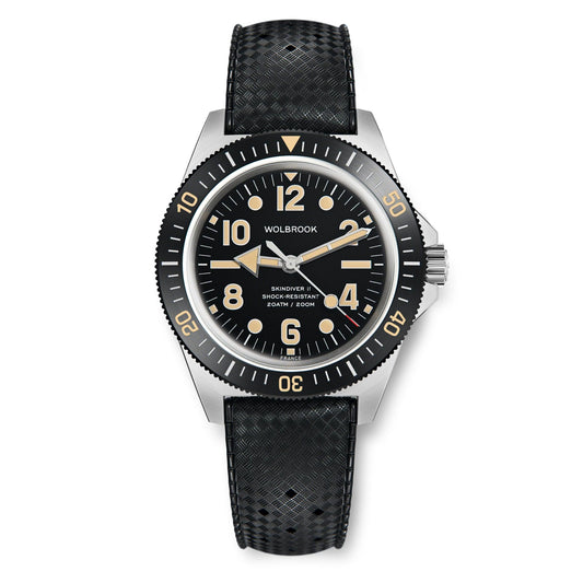 Skindiver II Automatic Dive Watch - "Jumbo Indices" & Vintage Lum - Black "Tropic" Rubber Strap