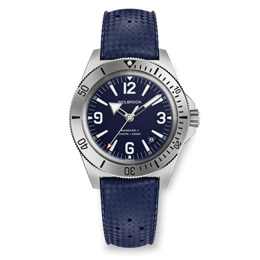 Skindiver II Automatic Dive Watch - Blue - Blue "Tropic" Rubber Strap