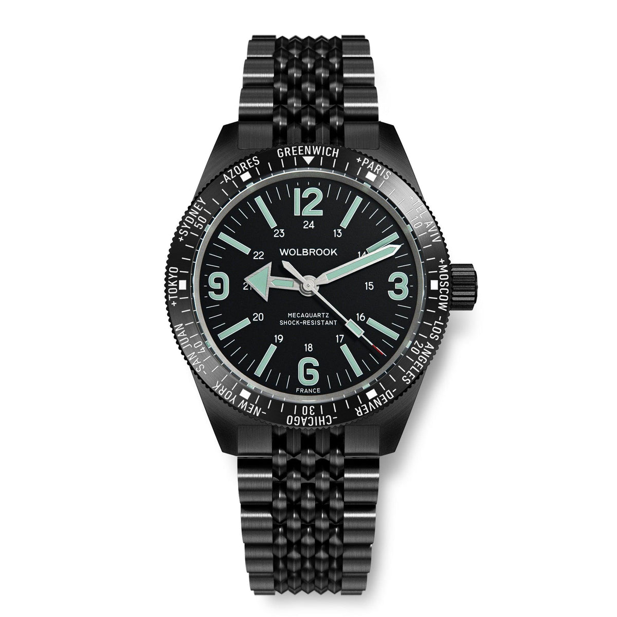 Skindiver WT Mecaquartz Watch - Green Lum & Black PVD - Black Nylon & Leather Strap