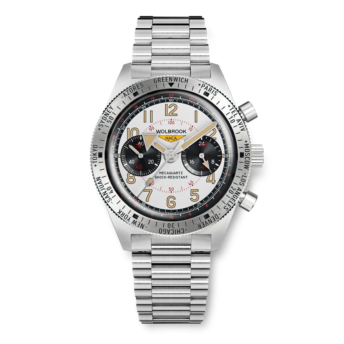 Skindiver WTD Chrono-Mecaquartz - Telemeter & Decimeter Panda Chronograph - NACA Edition - Black Leather Strap