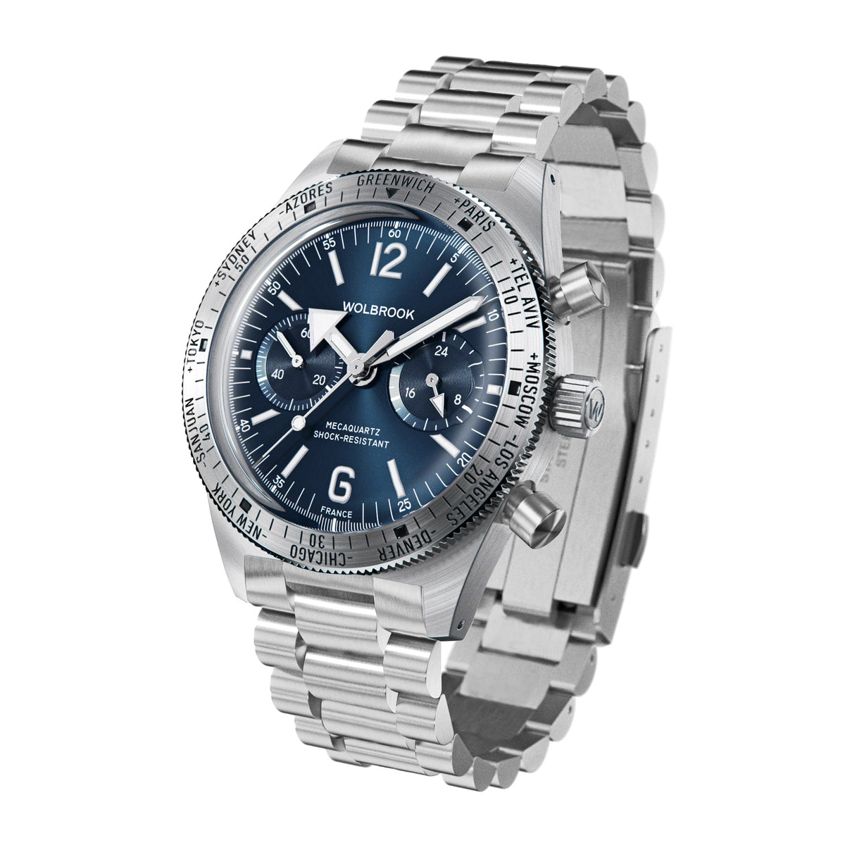 Skindiver WT Chrono-Mecaquartz Blue Chronograph - Blue Leather Strap