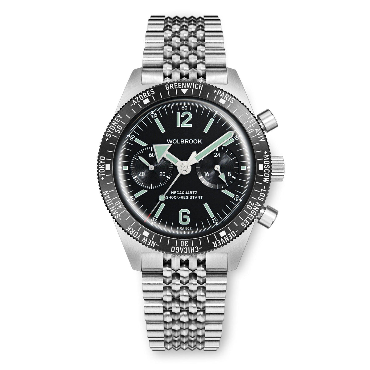 Skindiver WT Chrono-Mecaquartz Chronograph - Black Leather Strap