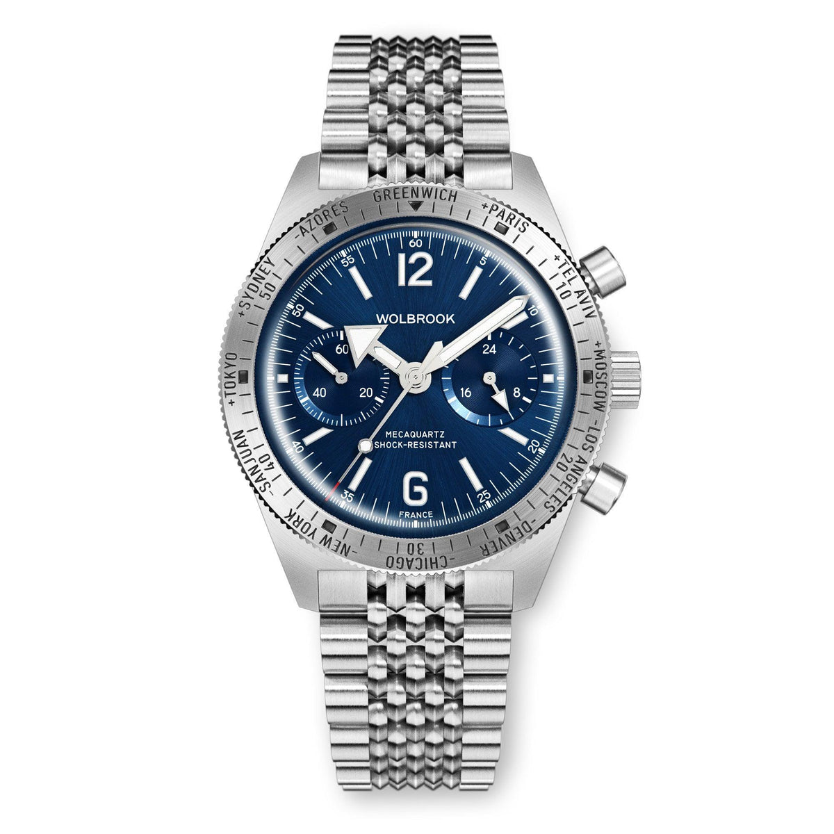 Skindiver WT Chrono-Mecaquartz Blue Chronograph - Blue Leather Strap