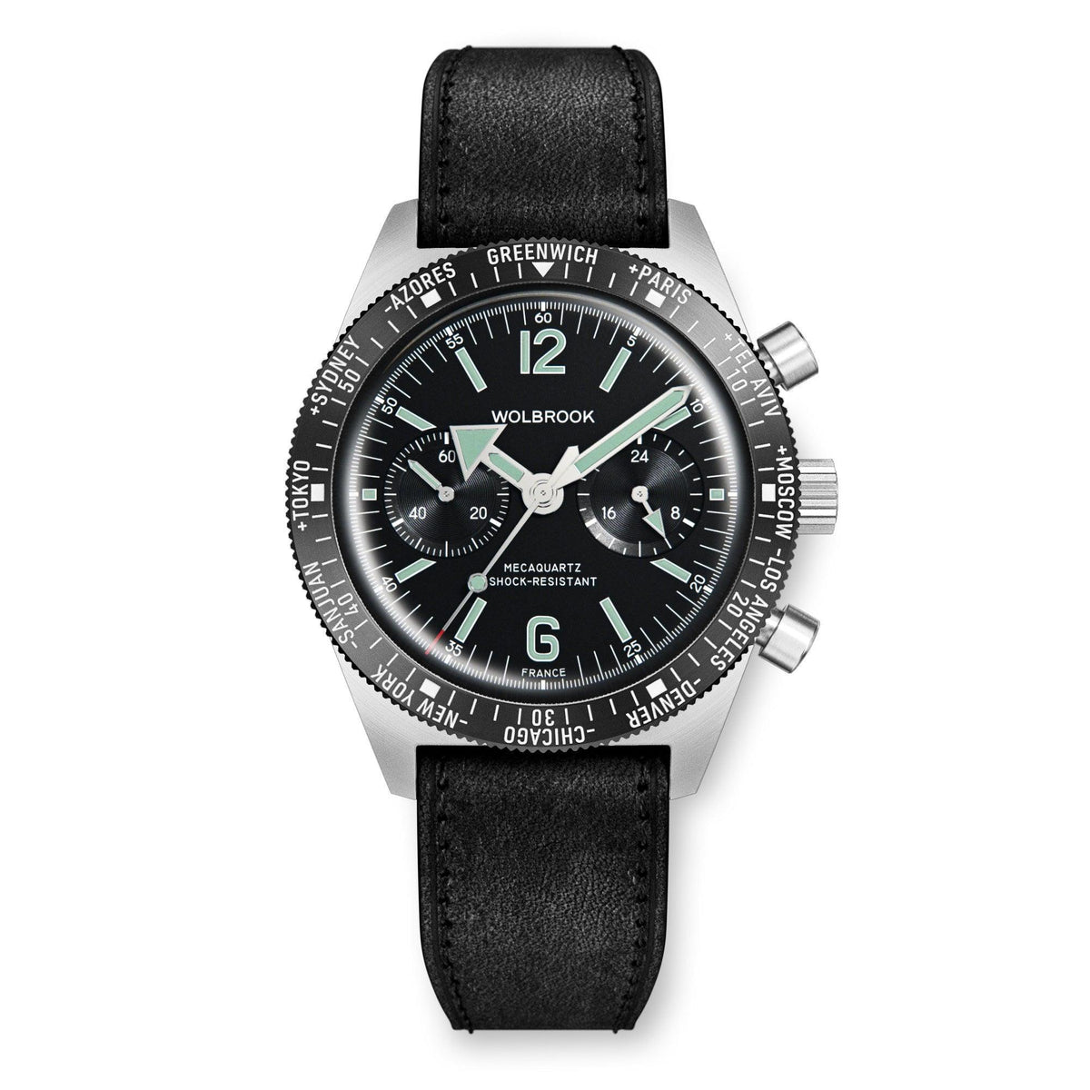 Skindiver WT Chrono-Mecaquartz Chronograph - Black Leather Strap