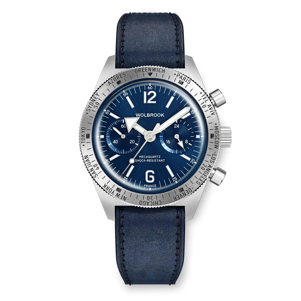 Skindiver WT Chrono-Mecaquartz Blue Chronograph - Blue Leather Strap