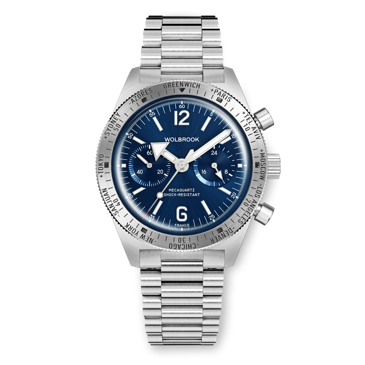 Skindiver WT Chrono-Mecaquartz Blue Chronograph - Blue Leather Strap