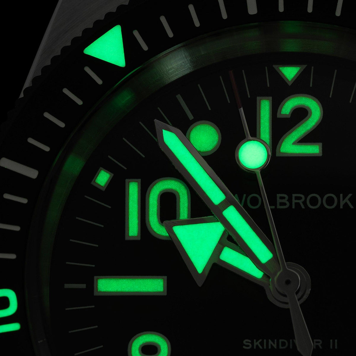 Skindiver II Automatic Dive Watch - "Jumbo Indices" & Vintage Lum - Black "Tropic" Rubber Strap