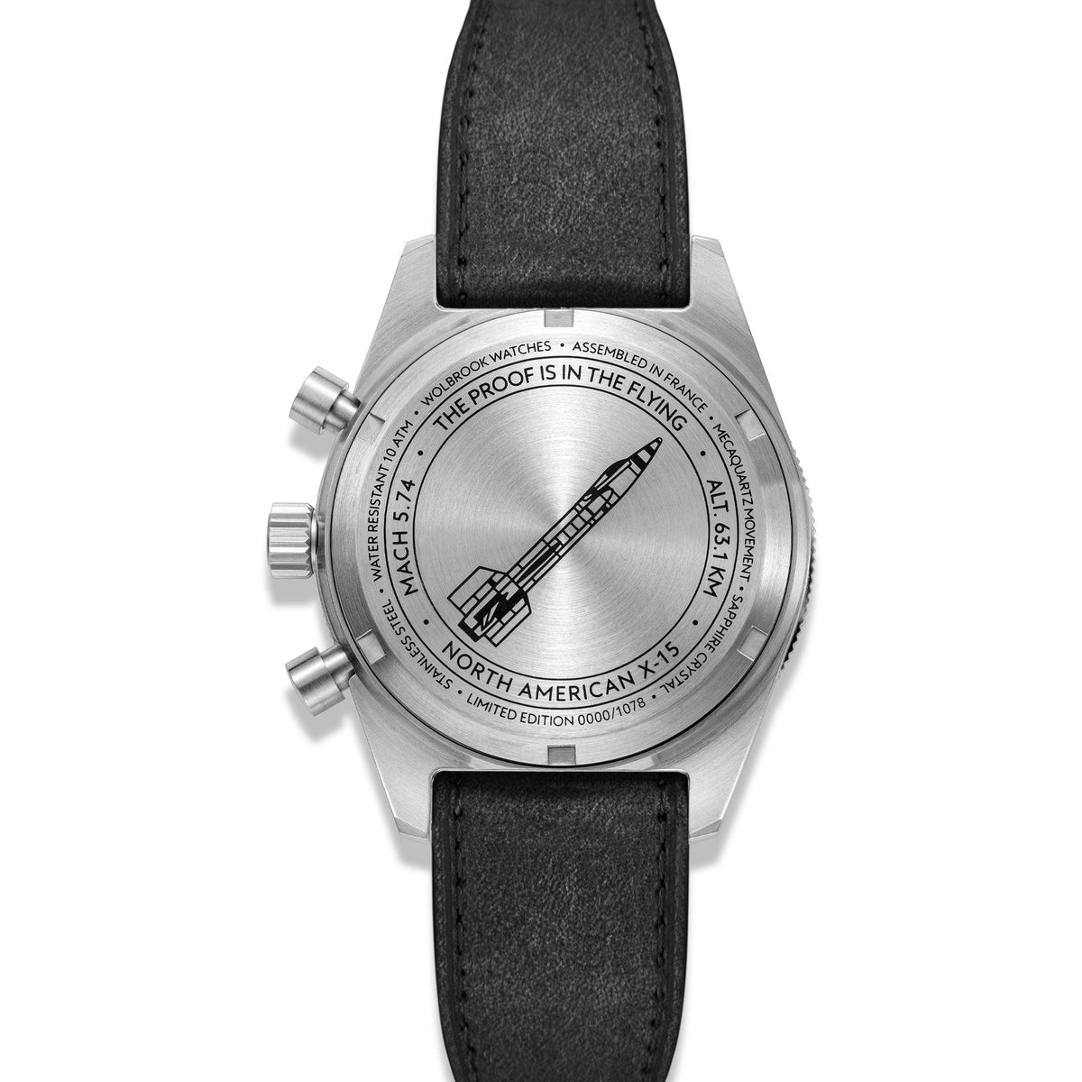 Skindiver WTD Chrono-Mecaquartz - Telemeter & Decimeter Panda Chronograph - NACA Edition - Black Leather Strap