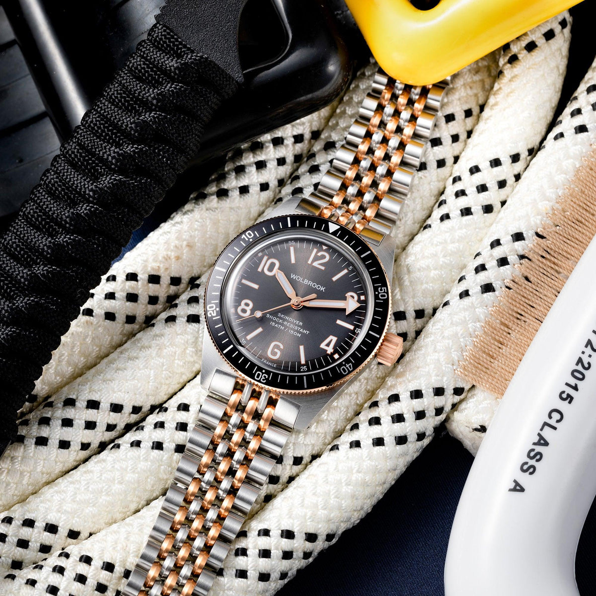 Skindiver Automatic Watch – Two-Tone Grey Sunray - Grey "Tropic" Rubber Strap