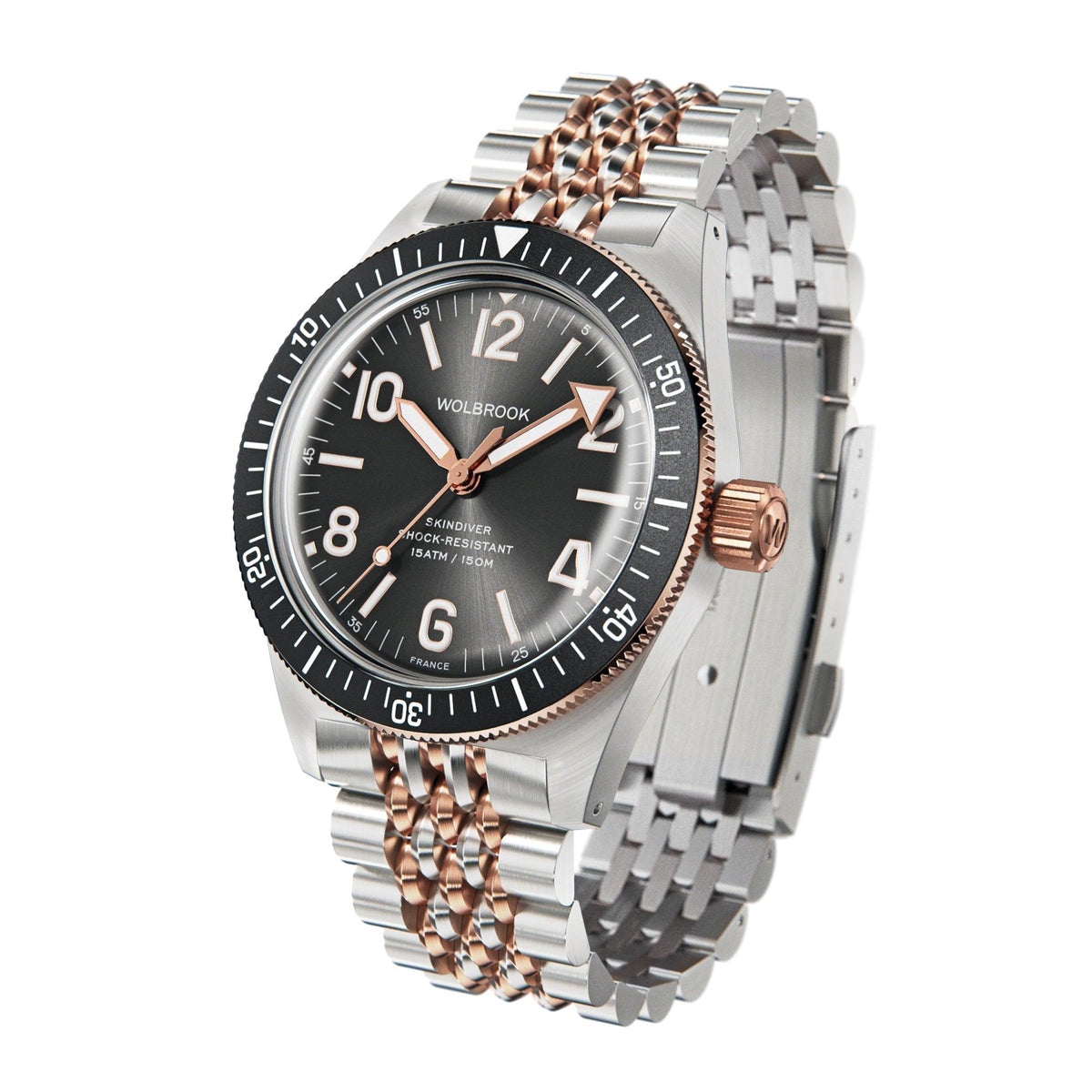 Skindiver Automatic Watch – Two-Tone Grey Sunray - Grey "Tropic" Rubber Strap