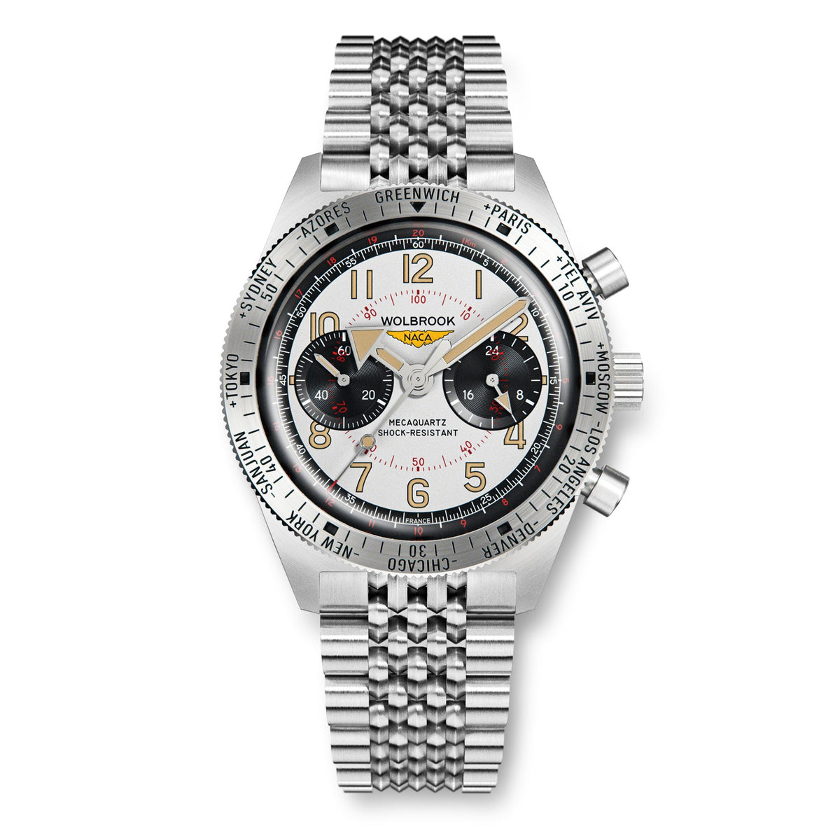 Skindiver WTD Chrono-Mecaquartz - Telemeter & Decimeter Panda Chronograph - NACA Edition - Black Leather Strap